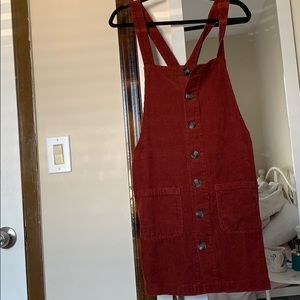 Corduroy overall dress - rust color